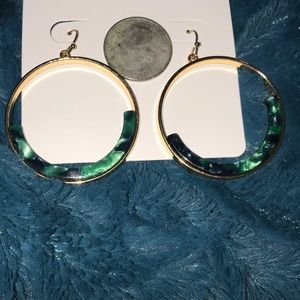 Gold acetate acrylic green earrings